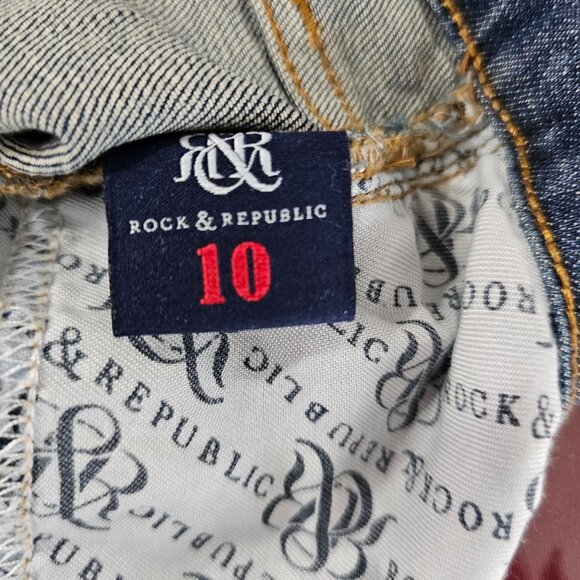 Rock & Republic Distressed Denim Shorts W/Star Detail Casual Festival Summer - Picture 7 of 10